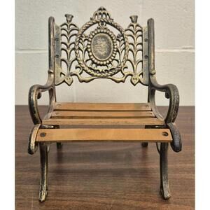 Vintage Decorative Miniature Chair with Metal and Wood Design